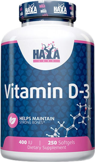 Haya Labs Vitamin D-3 Витамин за Здравето на костите 400иу 250 софтджел