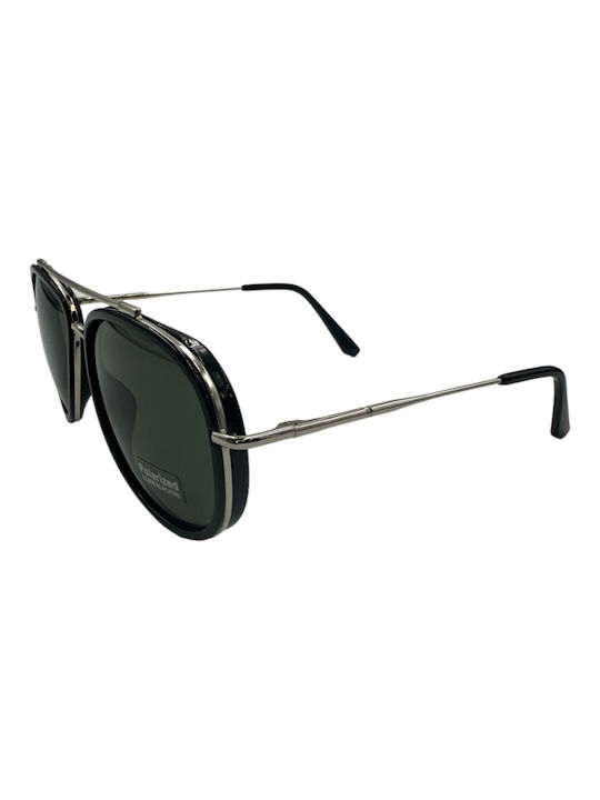 V-store Sunglasses with Black Frame and Green Polarized Mirror Lens POL9002KHAKI