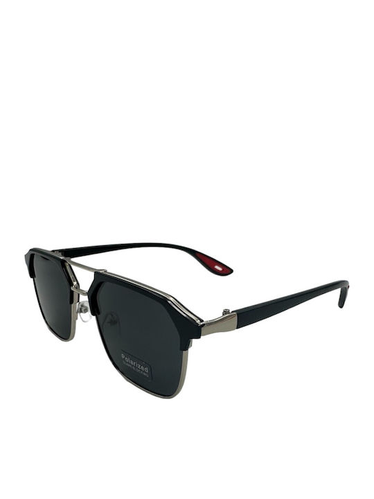V-store Men's Sunglasses with Black Frame and Black Polarized Mirror Lens POL8360-04