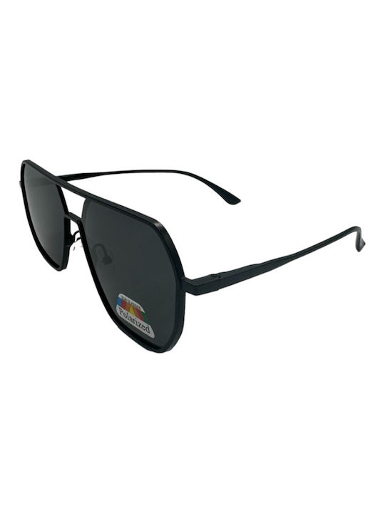 V-store Sunglasses with Black Metal Frame and Black Polarized Mirror Lens POL7701-02