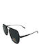 V-store Unisex Sunglasses with Black Metal Frame and Black Polarized Mirror Lens POL7701-02