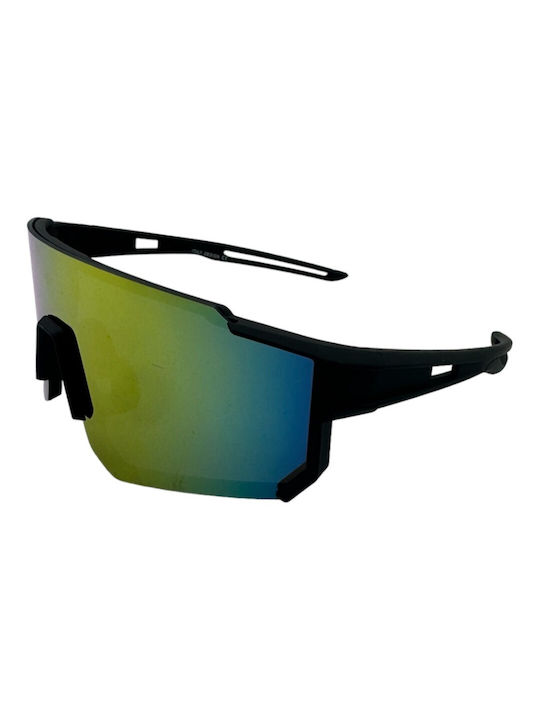 V-store Sunglasses with Black Plastic Frame and Multicolour Mirror Lens 9815-03