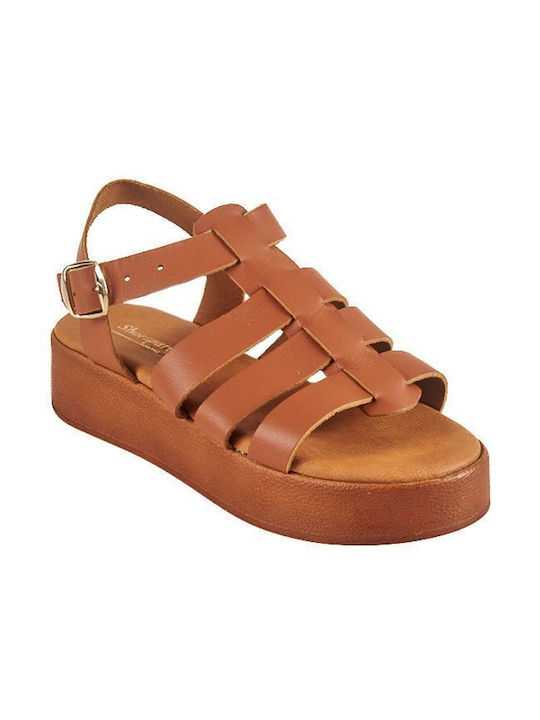 Elenross Gs09185w-cam Platform Sandal cu Barete Multiple Camel