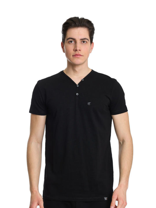 Paco & Co Men's Short Sleeve T-shirt with V-Neck Black