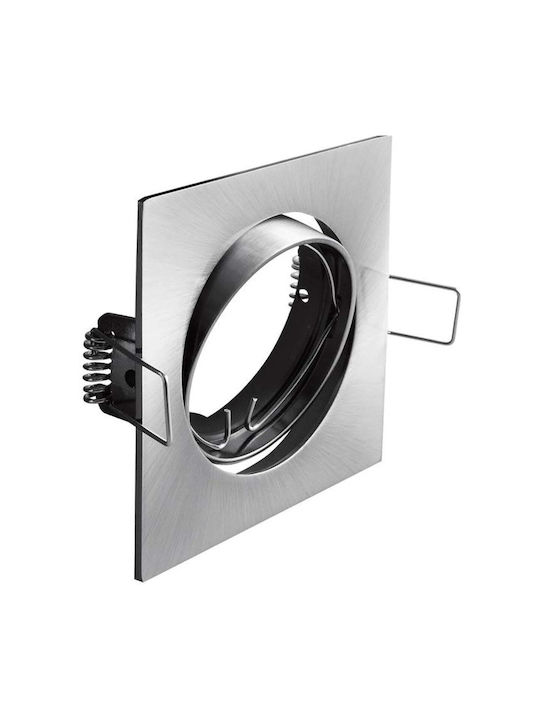 Gtv Square Recessed Spot with Socket GU10 Gray 1pcs