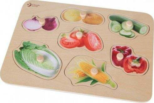 Wooden Kids Peg Puzzle 9pcs Classic World