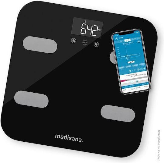 Medisana BS 602 Smart Badezimmerwaage mit Körperfettmessung in Schwarz Farbe