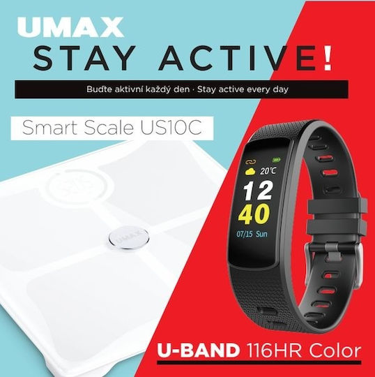 Umax Smart Ζυγαριά & U-Band 116HR 180kg με Λιπομετρητή & Bluetooth Λευκή UB604