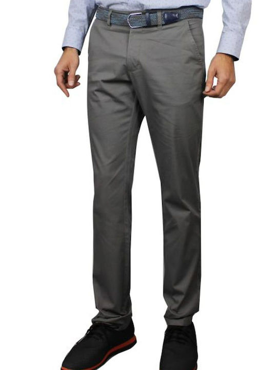Trousers Chino Elastic in Slim Fit Gris Medio