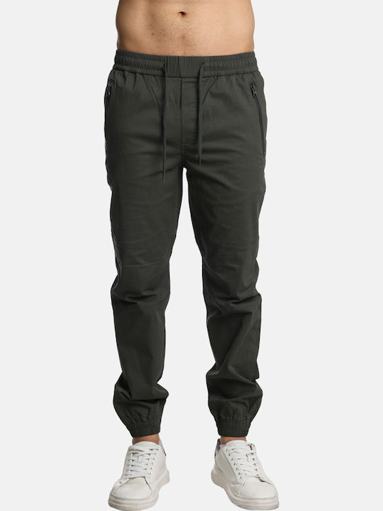 Elastic Trousers in Regular Fit Khaki