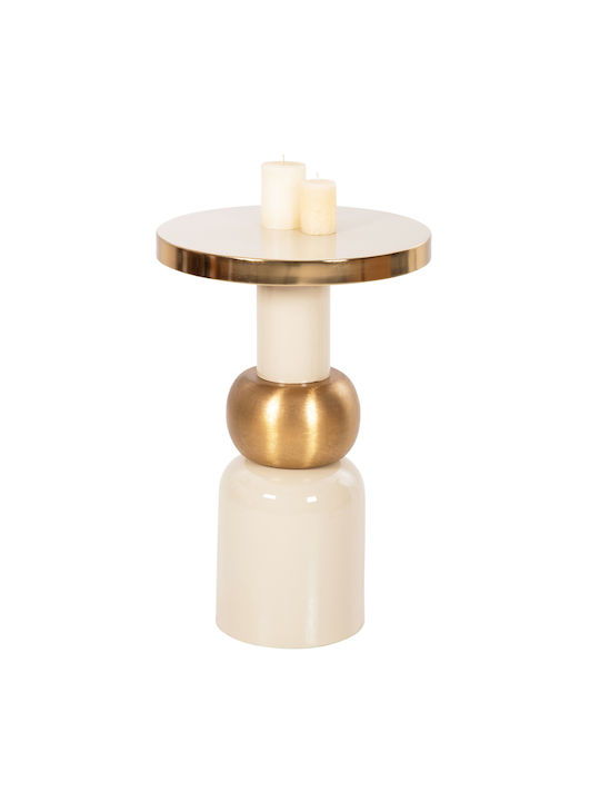 Round Side Table Metal Ecru-Gold M40.5xL40.5xH62cm