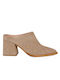 Iathens Suede Mules με Τακούνι σε Μπεζ Χρώμα