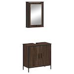 vidaXL Cabinet de chiuveta cu oglindă L42xl12xH60cm Maro