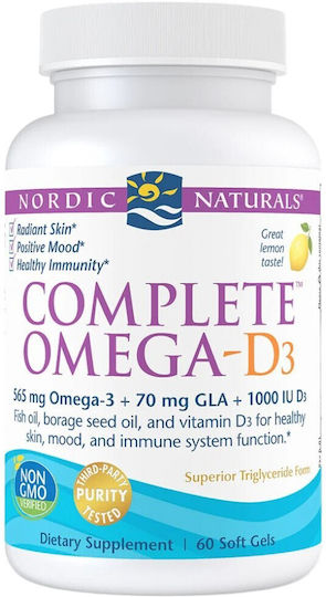 Nordic Naturals Complete Omega-D3 Fish Oil 565mg 60 Softgels With Lemon Flavour