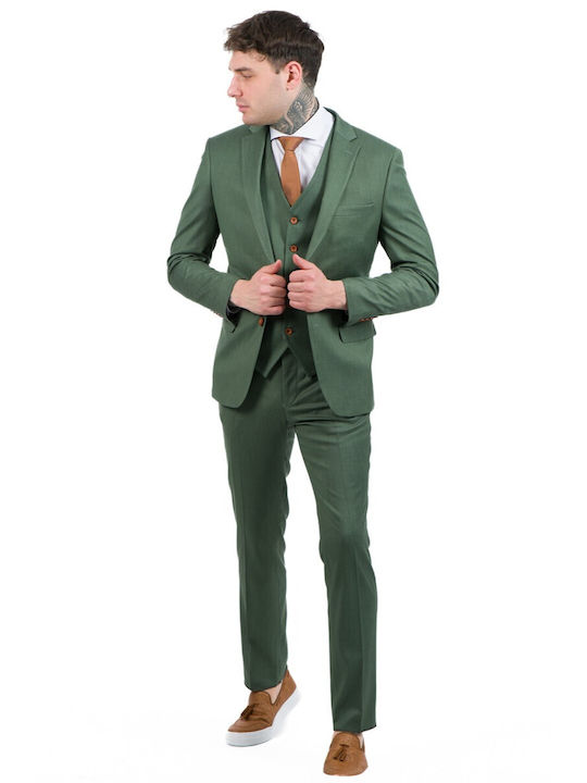 Massimo Veneziani Men's Suit with Vest Green