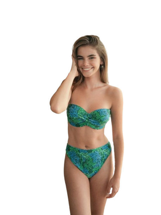 Solano Swimwear Bikini Set Strapless Top & Slip Bottom Green