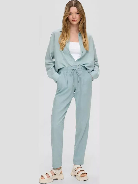 Women's Fabric Trousers Light Blue