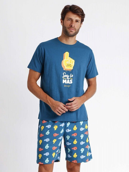 Admas Men's Summer Pajamas Set Blue