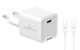 Powertech Charger with USB-C Port and Cable USB-C - USB-C 33W Quick Charge 2.0 / Quick Charge 3.0 Whites (PT-1225)