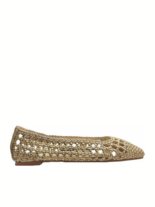 Synthetic Leather Ballerinas Gold
