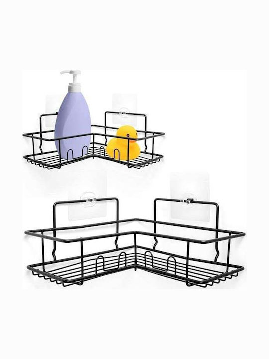 Vilde Corner Wall Mounted Bathroom Shelf Metallic 23x23x10cm Black
