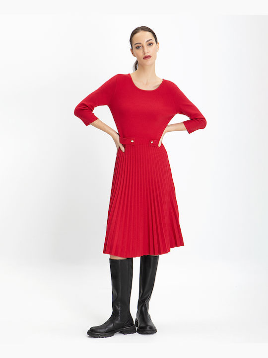 Φόρεμα Πιέτες Κόκκινο Allegra Carmine Κόκκινο