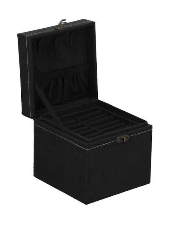 Springos Κουτί Κοσμημάτων Βελούδινο Μαύρο 12x12x12cm