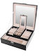 Jewellery Box from Faux Leather with Mirror Black 25.5x25.5x9cm