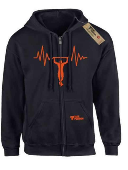 Takeposition Women's Hooded Cotton Jacket with White Print
