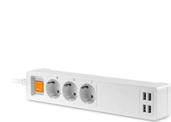 Platinet Smart Πολύπριζο 3 Θέσεων με Καλώδιο 1.8m