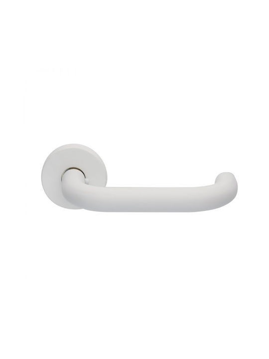 Door Handle Rosette 2221 Zogometal White Lock Type Middle Door Pair Steel