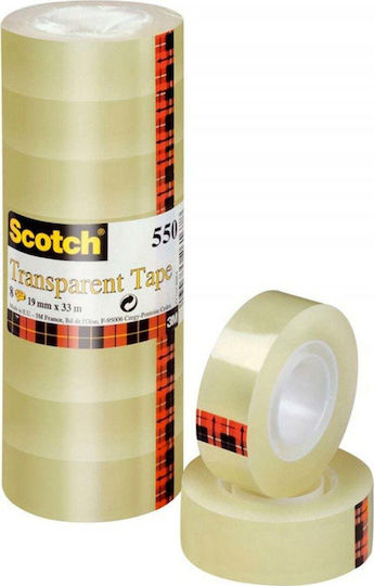 Scotch Βάση με Σελοτέιπ 19mm x 33m 8τμχ Διάφανο
