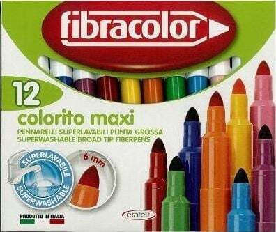 Fibracolor Colorito Washable Drawing Markers 6mm Thick Set 12pcs