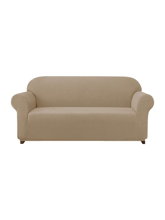 Elastic Cover for Three Seater Sofa Beige 1pcs