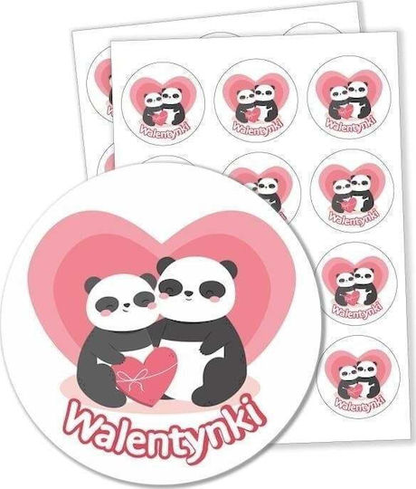 Learnhow Valentine's Day Sticker Pandas 60mm 24pcs