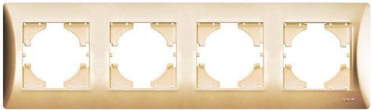 Lineme Hseries Schalterrahmen 4-fach Horizontale Montage in Gold Farbe 50-00124-9