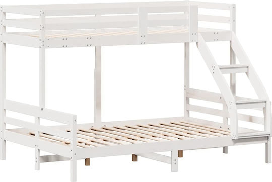 Kids Bed Bunk Semi Double White for Mattress 140x200cm
