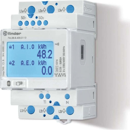 Finder Finder Digital Energie-Analysator Elektrischer Messgeräte Schiene Dreiphasig 7M.38.8.400.0112