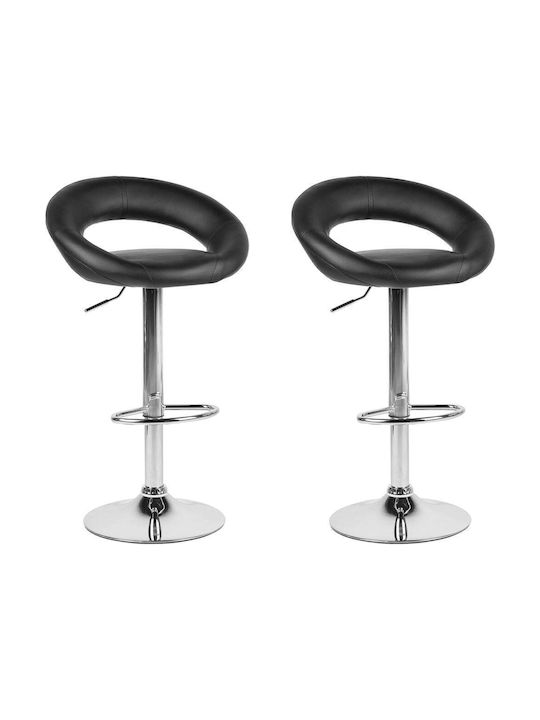 Stool Bar with Adjustable Height Black 2pcs 40x32x81cm