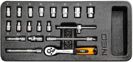 Neo Tools Καστάνια με Καρυδάκια 1\4" 19τμχ