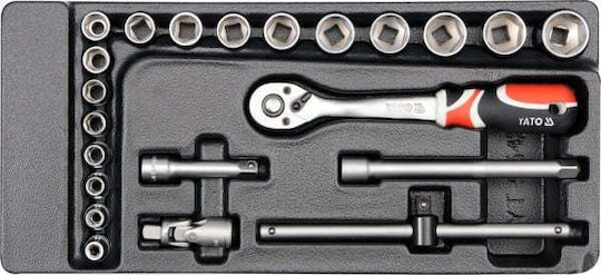 Yato Set de chei tubulare și clichet 3\8" 22buc