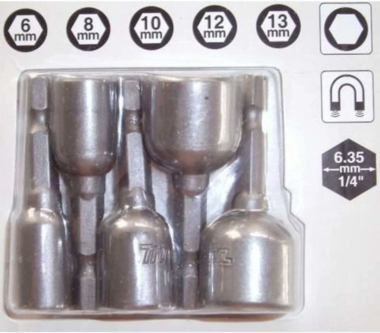 Makita Magnetice Căpăcei Hexagonali cu Patrat de Prindere 1/2" Set 5buc