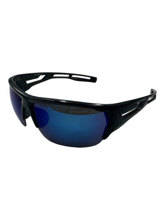 V-store Sonnenbrillen mit Schwarz Rahmen und Blau Spiegel Linse 5292-01