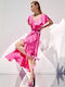 Desiree Dress Wrap with Ruffle Fuchsia