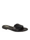 Leather Women's Flat Sandals in Black Color