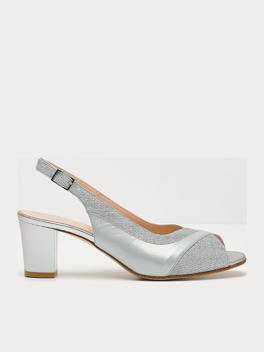 Soffice Sogno Leder Pumps mit Riemchen & mittelhoher Absatz Silber