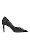 Satin Pumps mit Hochem Absatz Schwarze