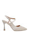Satin Pumps mit Hochem Absatz Beige