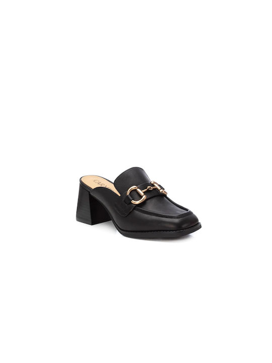 Carmela Footwear Piele Mules cu Toc în Negru Culoare