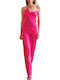 Sommer Maxi Abendkleid Satin Fuchsia